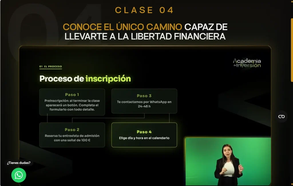 Pasos del proceso de inscripción a Academia de Inversión