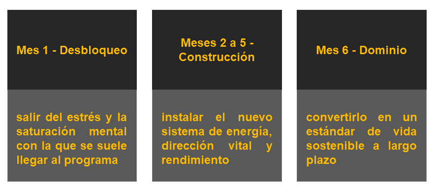 Fases de implementación de Superhumano durante seis meses